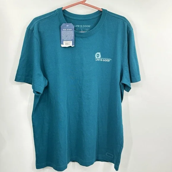 Men's‎ Life Is Good L Don't Interrupt Handyman Crusher Tee  New Green Teal Tools - Picture 10 of 12